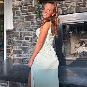 Azazie Light Green Dress